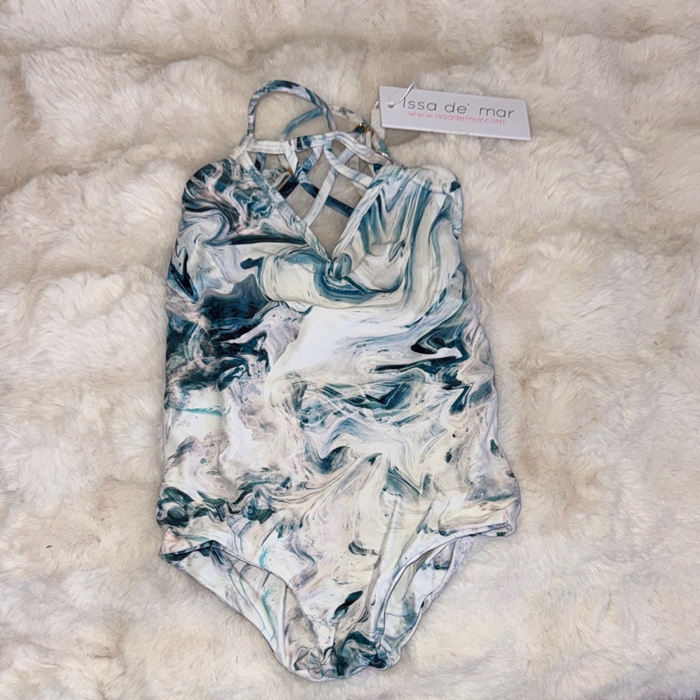 Issa de' mar Kids Swim One Piece - Blue and White